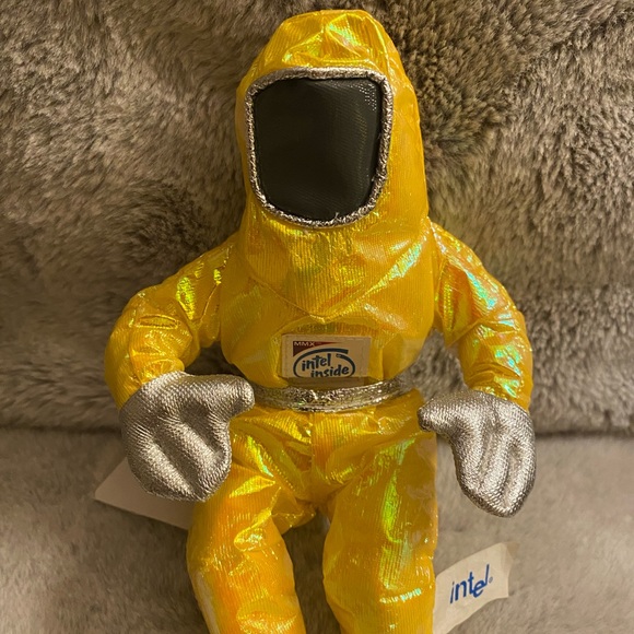 1997 Intel Inside Pentium II Yellow Astronaut Man Plush 8" Plush BeanBag Toy HTF - Picture 3 of 6